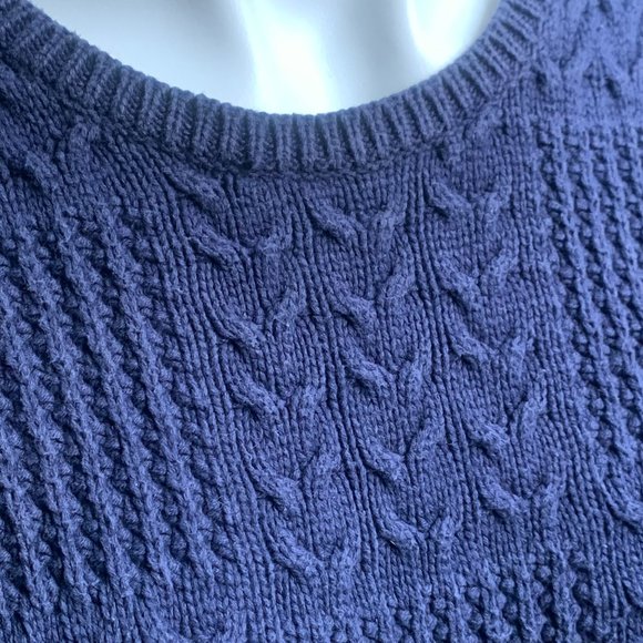 Preview (Nordstrom) Navy Blue Cable Knit Sweater M - Picture 3 of 7